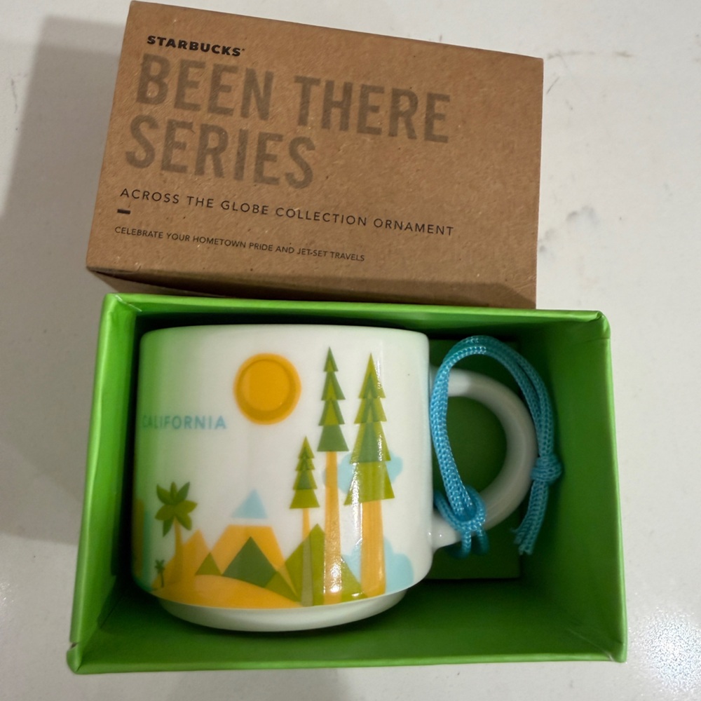 Starbucks California Mini Mug Ornament with Green and Yellow Design